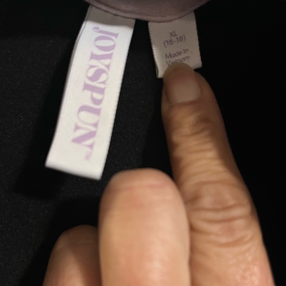 JP* Joyspun Black with Light Pink PipingButton Down Super Soft Pajama Top - Picture 2 of 3